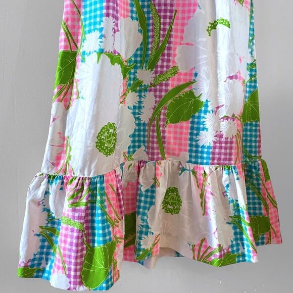 Vintage Gregg Draddy Floral Gingham Halter Neck Maxi Dress - Picture 5 of 7